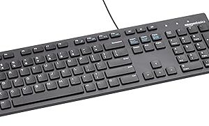 Amazon Basics Wired Keyboard, Full-Sized, QWERTY Layout, Black
