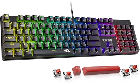 Redragon Mechanical Gaming Keyboard Wired, 11 Programmable Backlit Modes