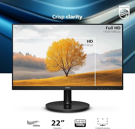 Philips 22 inch Class Thin Full HD (1920 x 1080) Monitor, 100Hz Refresh Rate - Image 3